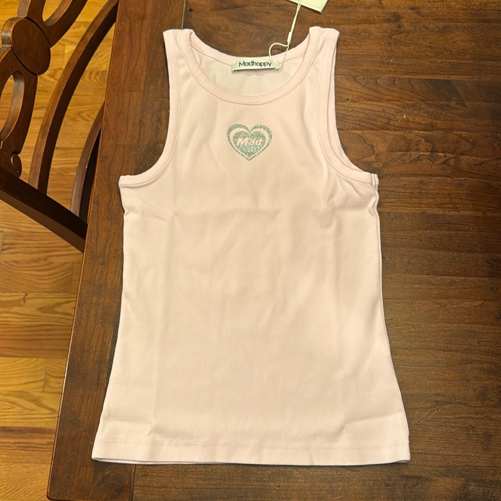mad happy pink tank top-open to offers